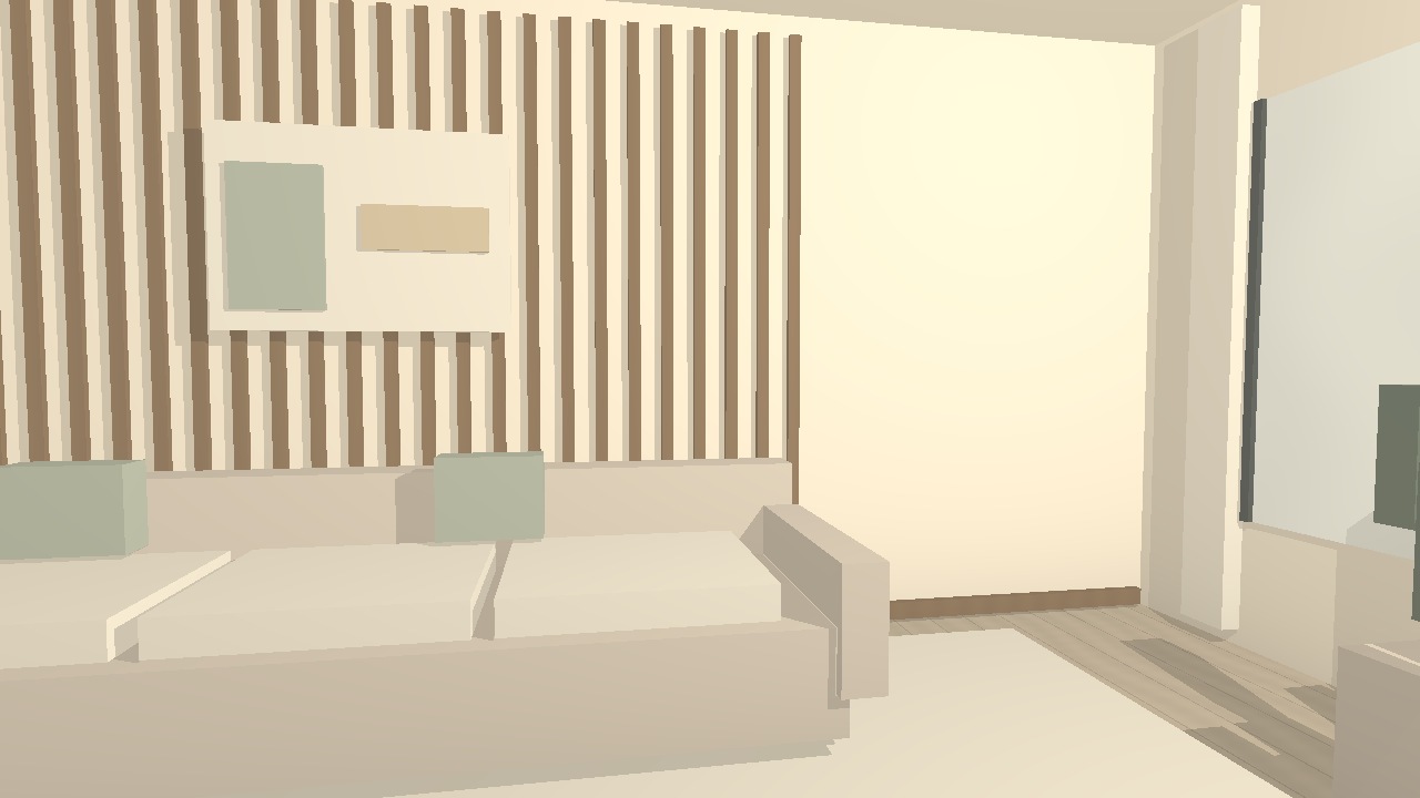 Illustrative warm modern living-room interior